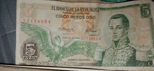 Billete De 5 Pesos Colombiano 