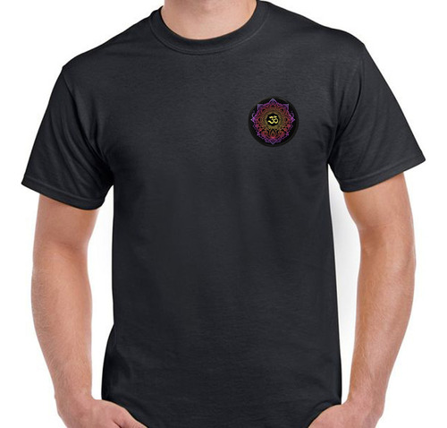 Remera Algodón Aplique Yoga Chakras Mandala Om Rosa Yog5