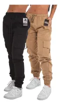 Comprar Kit 2 Calças Cargo Jogger Jeans Feminina  Com Elástico 