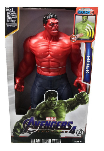 Muñeco Hulk  Rojo 30 Cm  Luz Sonido Articulado  V Crespo