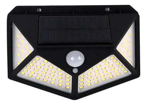 Lámpara solar de 100 LED con sensor de jardín, impermeable, color negro