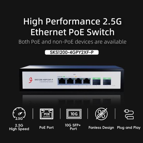Switch Xikestor 6 Portas 2,5 G Ethernet Poe +, 4 Portas Poe