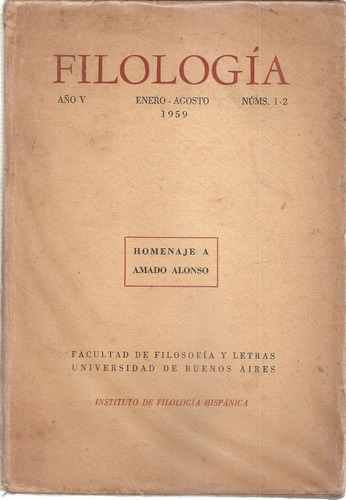 Revista Filologia Año 5 Nº 1-2 Enero-agosto 1959