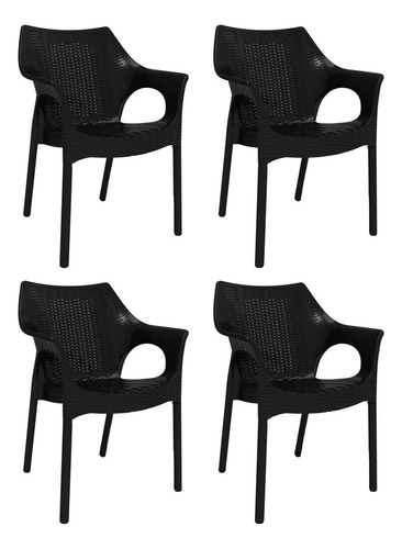 Conjunto Com 4 Cadeiras Para Jardim Relic Preto Fdwt