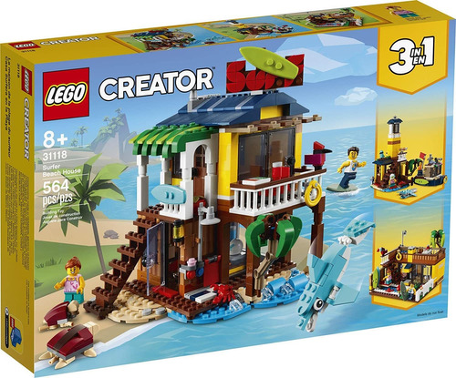 Brinquedo Creator 3 Em 1 Casa Da Praia De Surfista Lego Quantidade de peças 564