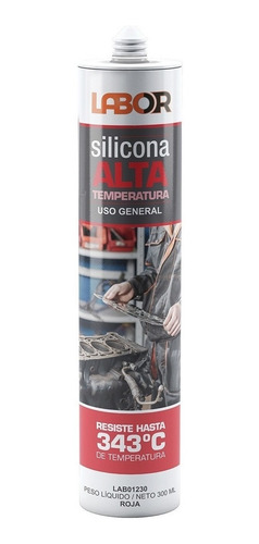 Imagen 1 de 3 de Sellador Alta Temperatura Silicona Rojo Adhesivo Cartucho