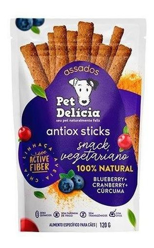 Snack Petisco Cães Antiox Sticks Palitos Pet Delícia 120g