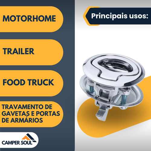 Fechaduras Puxador Trava Metal Armario Motorhome Trailr Iate