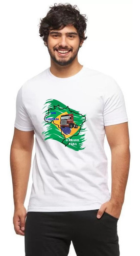 Imagem 1 de 4 de Camiseta Para Caminhoneiro - Sem Caminhão O Brasil Para