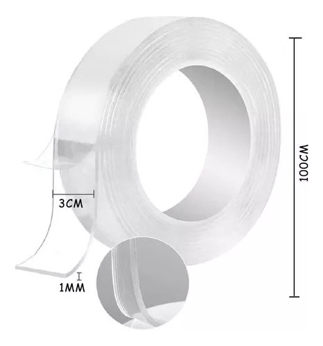 Cinta Adhesiva Mágica Doble Faz Reutilizable Nano Tape 1 M