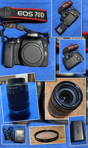 Canon Eos 70d+lente 18-135mm+filtro Uv+cargador Bateri Canon