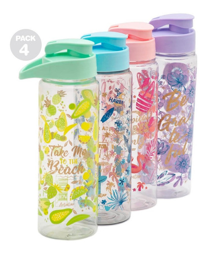 Imagen 2 de 10 de 4 Botella Deportiva Agua Gimnasio Regalo Niños Mujer Hombre