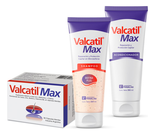 Kit Cuidado Del Cabello Valcatil Max Shampoo Acondicionador.