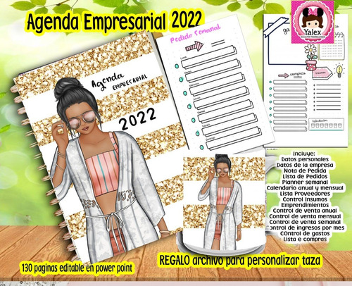 Kit Imprimible Agenda De Pedido Empresarial 2022 Mujer