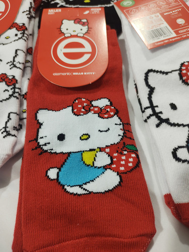 Pack X 12 Medias Soquetes Hello Kitty Elemento 35/40 Algodón Colores Surtidos Hello Kitty 35/40