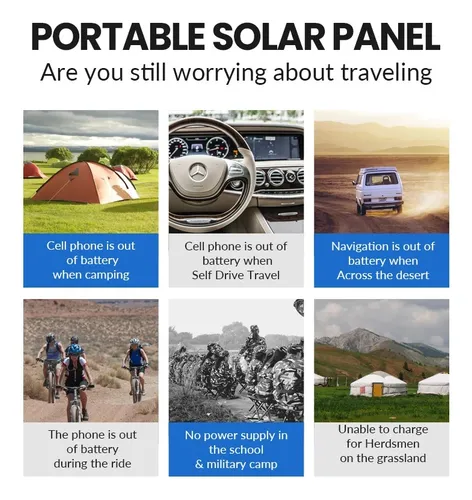 Panel Solar Portátil 2 Usb Carga 6v 10w