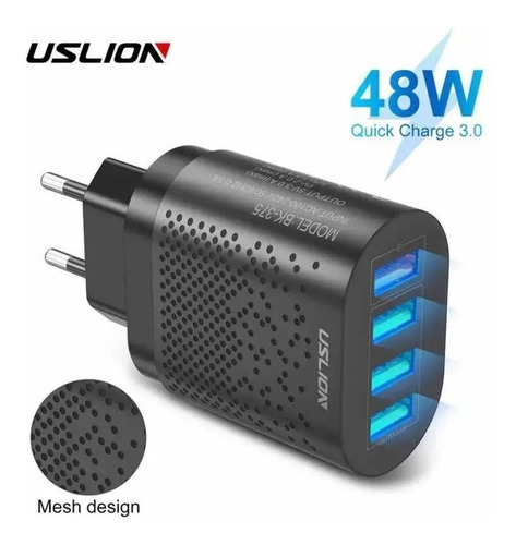 Imagen 2 de 10 de Cargador Múltiple Uslion Quick Charge 3.0 48w De 4 Puertos