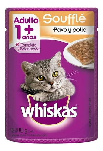 2 Pza Alimento Para Gato Whiskas Adulto Soufflé Pavo Y Pollo