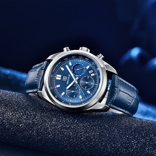Reloj Pulsera Hombre Impermeable Benyar Reloj De Cuarzo Bisel Azul