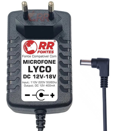 Fonte Carregador P/ Microfone Lyco S/ Fio Mão Vh202 Pro Mhl