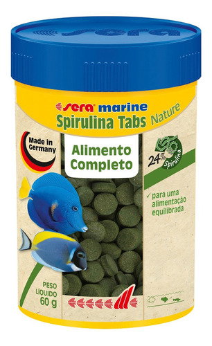 Sera Marine Spirulina Tabs Nature - 60g - Ração Peixes