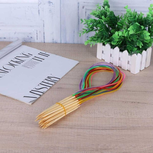 Kit 18 Agulhas Tricô Circular 40 Cm Bambu Promoção Barato