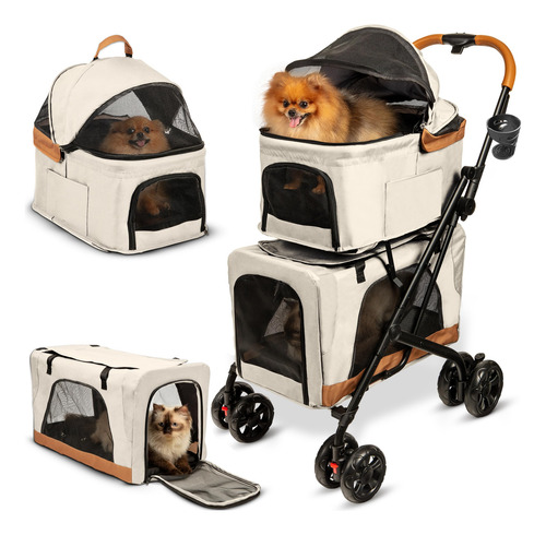 Carriola Doble Para Mascotas Con Portadores Desmontables Bei Color Color Del Chasis