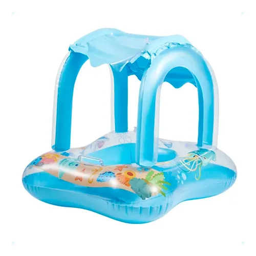 comprar Boia Bebê Bote Infantil Inflável Cobertura Proteção Piscina Cor Azul Casita