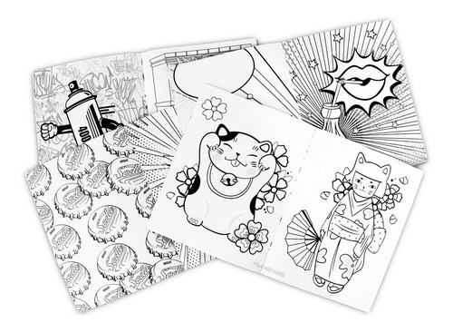 4 Libros Colorea Manga, Graffiti, Pop Art Imágenes Detallada