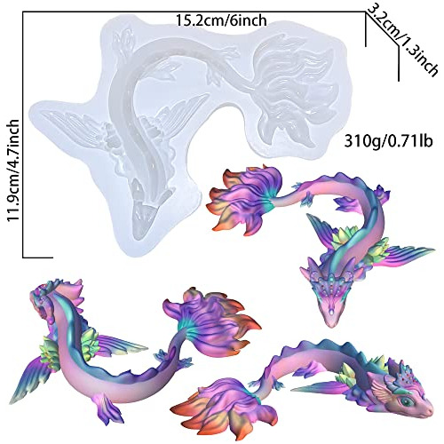 Molde De Silicona 3d Dragón De Agua De Hadas Mágicas ...