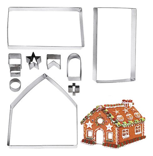 Molde 3d Para Hornear Gingerbread House, 10 Unidades, Cortad