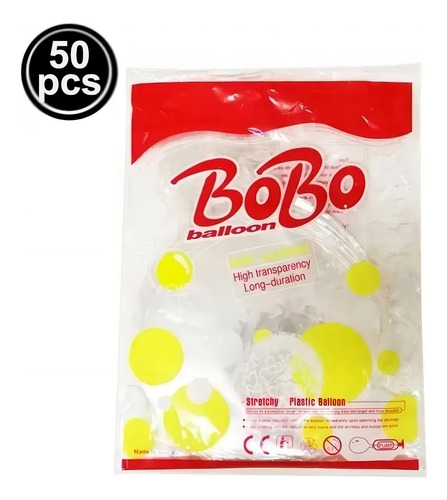 Paquete 50 Globos Burbuja 12 Pulgadas Bobo Pvc Transparentes