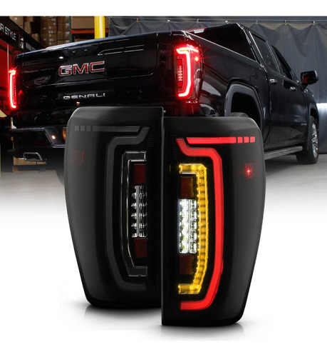 Para Tipo Led Gmc Sierra Negro Ahumado Completo Tail Lampara