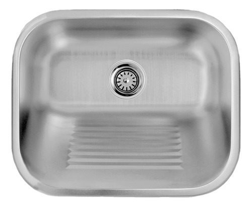 Tanque De Aço Inox Escovado 55x45 Cm + Sifão Universal Cor Prateado