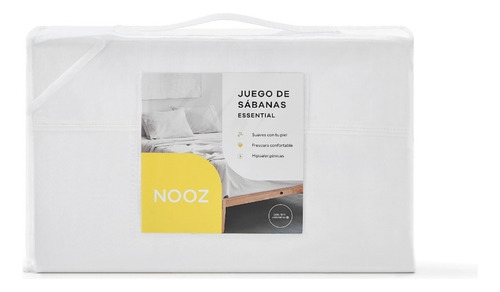 Juego De Sábanas Nooz Microfibra Tamaño Individual Color Blanco Diseño de la tela Liso