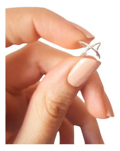 Aro Ear Cuff Bidu Cruzado De Plata 925