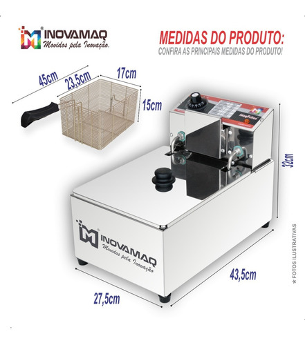 Imagem 7 de 9 de Fritadeira Elétrica Profissional - Fm-7,5l - 220v - Inovamaq