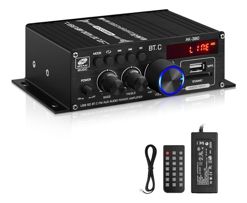 Ak-380 Usb Sd Bt.c Fm Aux Audio Amplificador De Potenci...