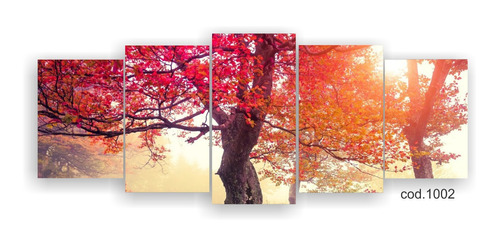 Cuadro Otoño En Colores Poliptico Deco Naturaleza Arbol