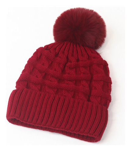 Gorro De Punto Pompom Para Mujer, Gorro De Invierno Con Form