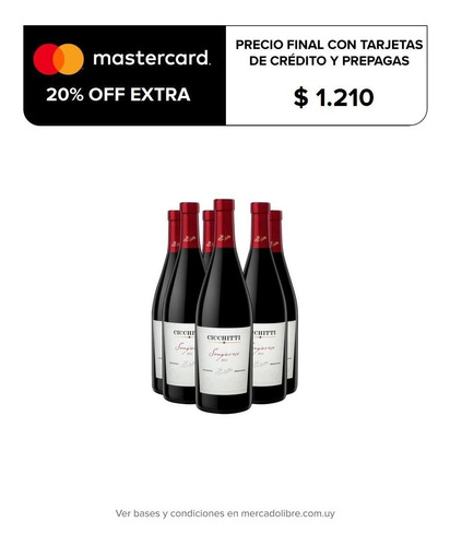 Promo Vino Argentino Cicchitti Sangiovese X 6 Botellas