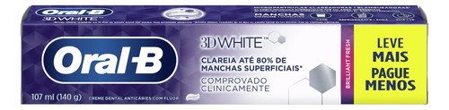 Creme Dental Oral-B 3D White Brilliant Fresh Caixa 140g Leve Mais Pague Menos