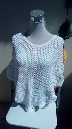 Imagen 2 de 2 de Poncho/tapado Fiesta Hecho A Mano
