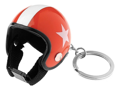 Llavero Casco De Moto Retro Con Estrella