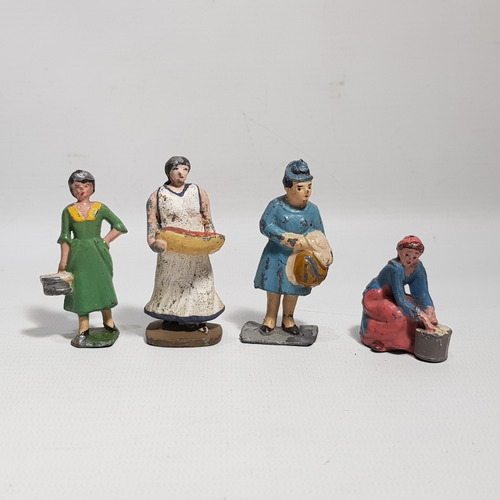 Antigua Figuras Plomo Mujeres Trabajando Lote X 4 Mag 61233