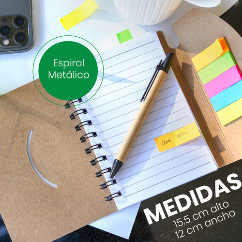 50 Piezas Libreta Ecologica Con Notas Adheribles Y Pluma