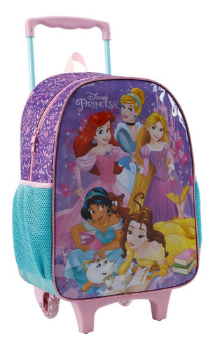 Mochila De Rodinhas Princesas Da Disney Lilás Tam. P 11551