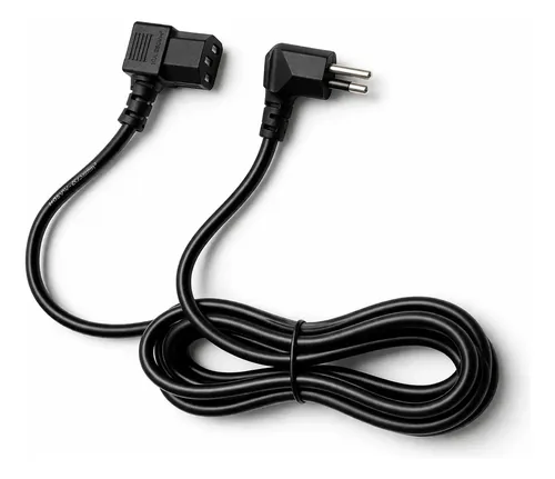 Cabo De Força Tripolar Iec C13 Tipo L 90 Graus Para Monitor Pc Impressora 1,5m Padrão Brasil Bivolt 110v 220v Cabo Energia Computador Reforçado Alta Durabilidade Compatível Fonte T