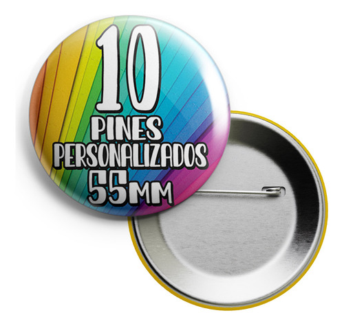 10 Pines Prendedores Personalizados - Pin De Chapa De 55mm