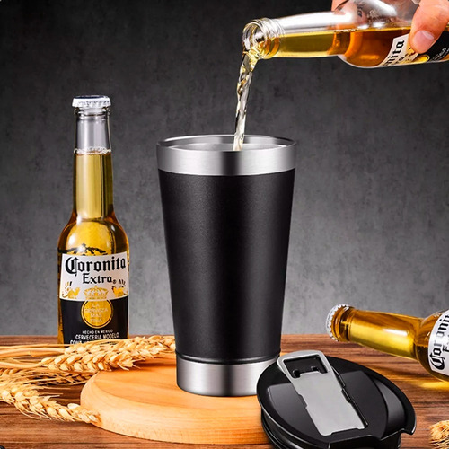 Vaso Térmico De Acero Inoxidable Cervecero Fucsia Liso